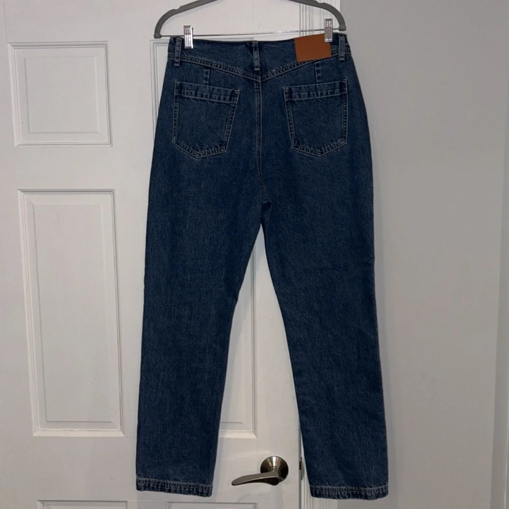 Princess Polly Gyoke Hi Rise Straight Leg Jeans Size 8 Dark Wash - Picture 7 of 15